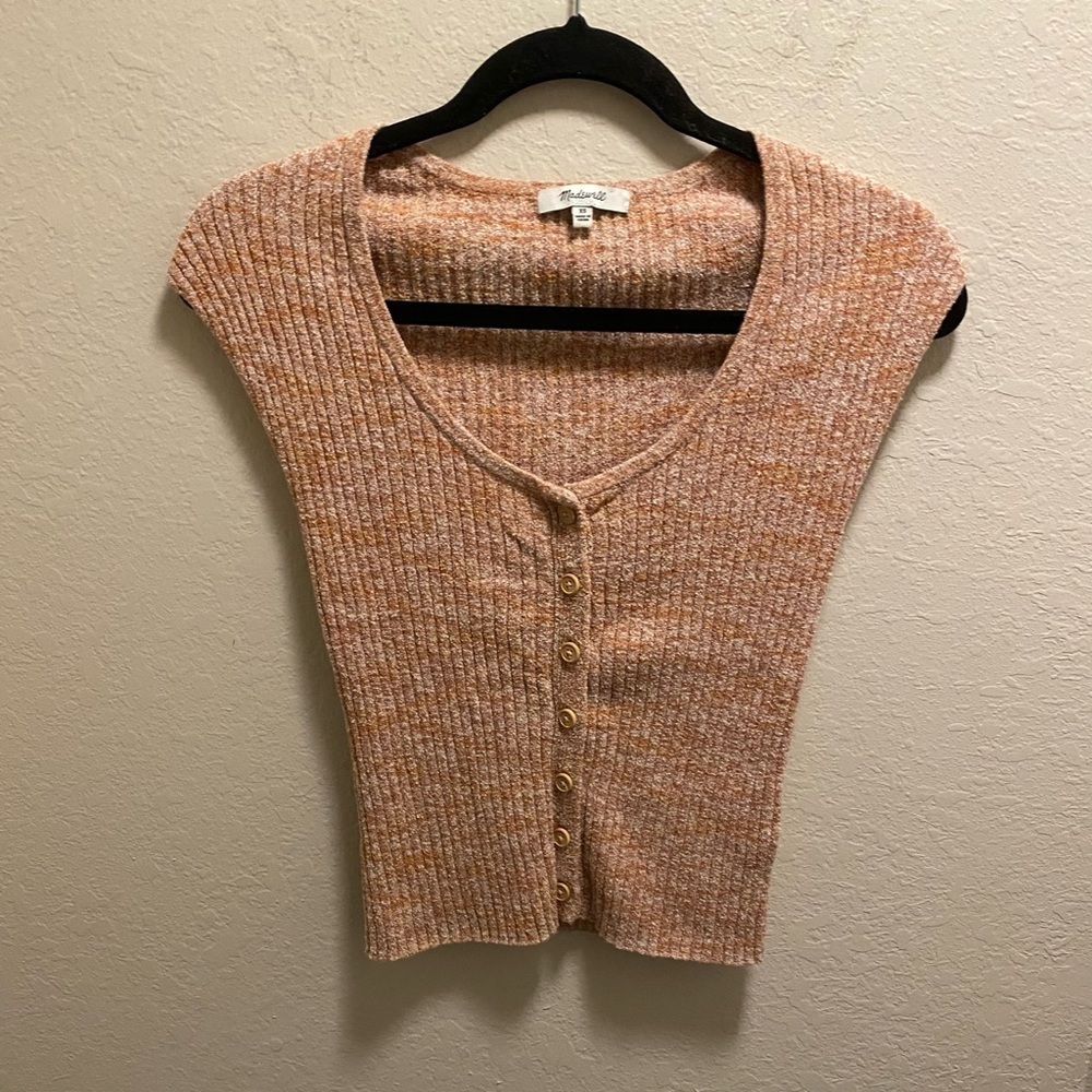 Madewell Marled Shaw Button-Front Sweater Tee - Picture 2 of 7